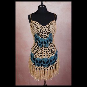Crochet Top Dress Tunic / Boho / Hippie / Vintage